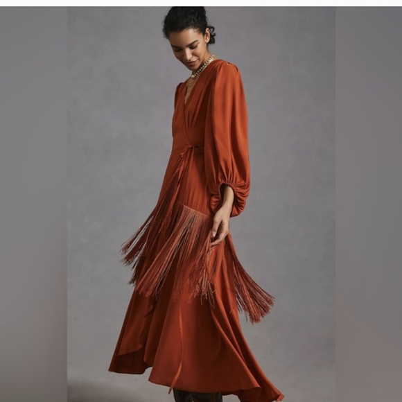 NWT Anthropologie Hutch Fringe Wrap Dress Size Medium Petite - Picture 2 of 9